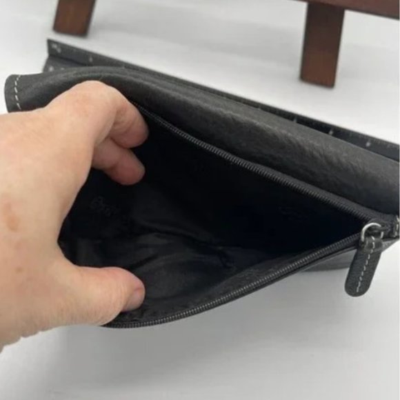 Fossil Popstitch Soft Black Leather Trifold Wallet & Checkbook Cover - Picture 7 of 7